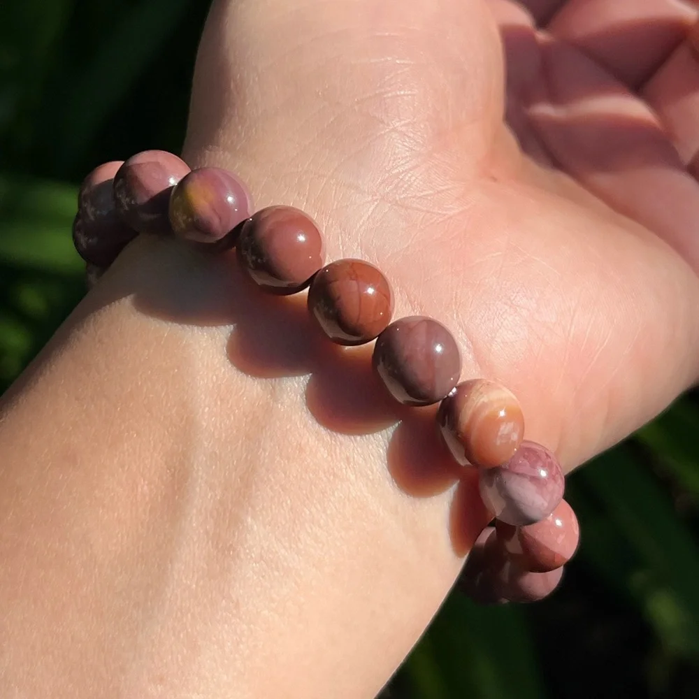 9.5mm stretchable purple red alashan agate bracelet‎ 0284